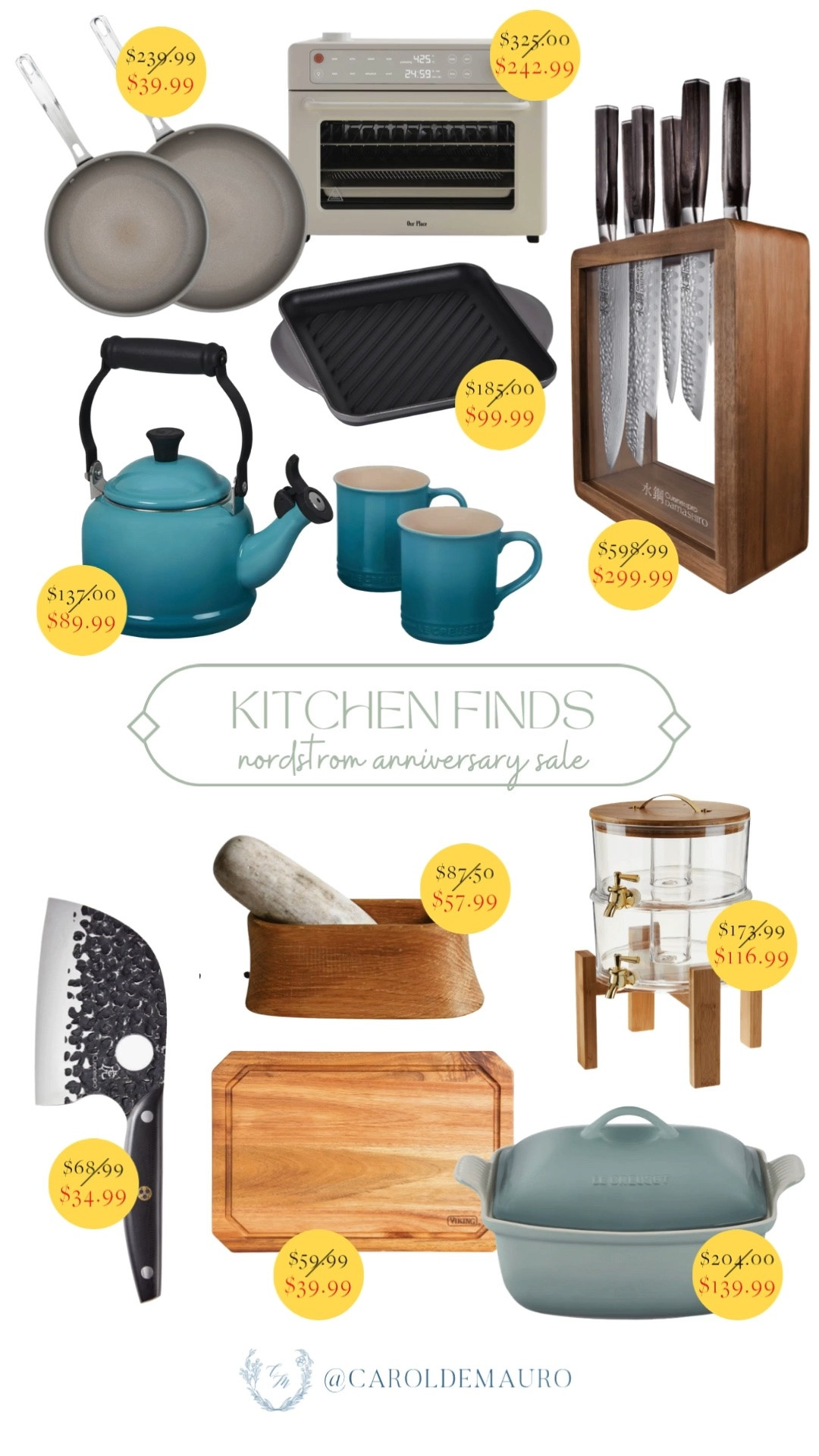nordstrom anniversary sale, nsale, kitchen finds, discounted, on sale, cookware, air fryer, countertop oven, stovetop kettle, knife block set, ceramic mugs, mortar and pestle, beverage dispenser, chopping board

#LTKHome #LTKfoodie