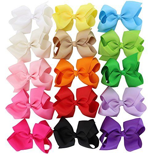 4.5in Hair Bows Grosgrain Ribbon Baby Girls Large Butique Bow Clip For Girls Teens Toddlers Kids Chi | Amazon (US)