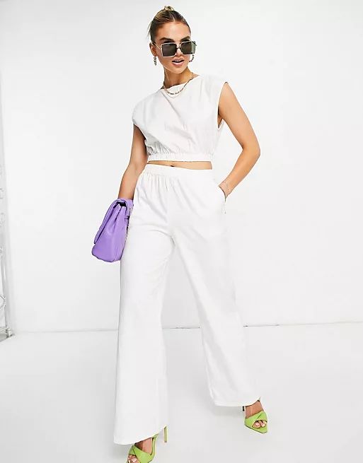 Pretty Lavish relaxed crop top and pants set in off white | ASOS (Global)