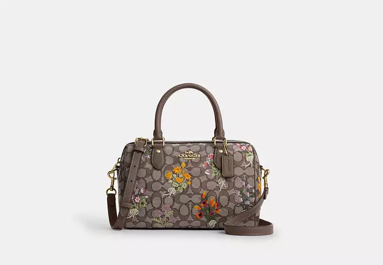 Rowan Satchel Bag In Signature Jacquard With Floral Embroidery | Coach (CA)