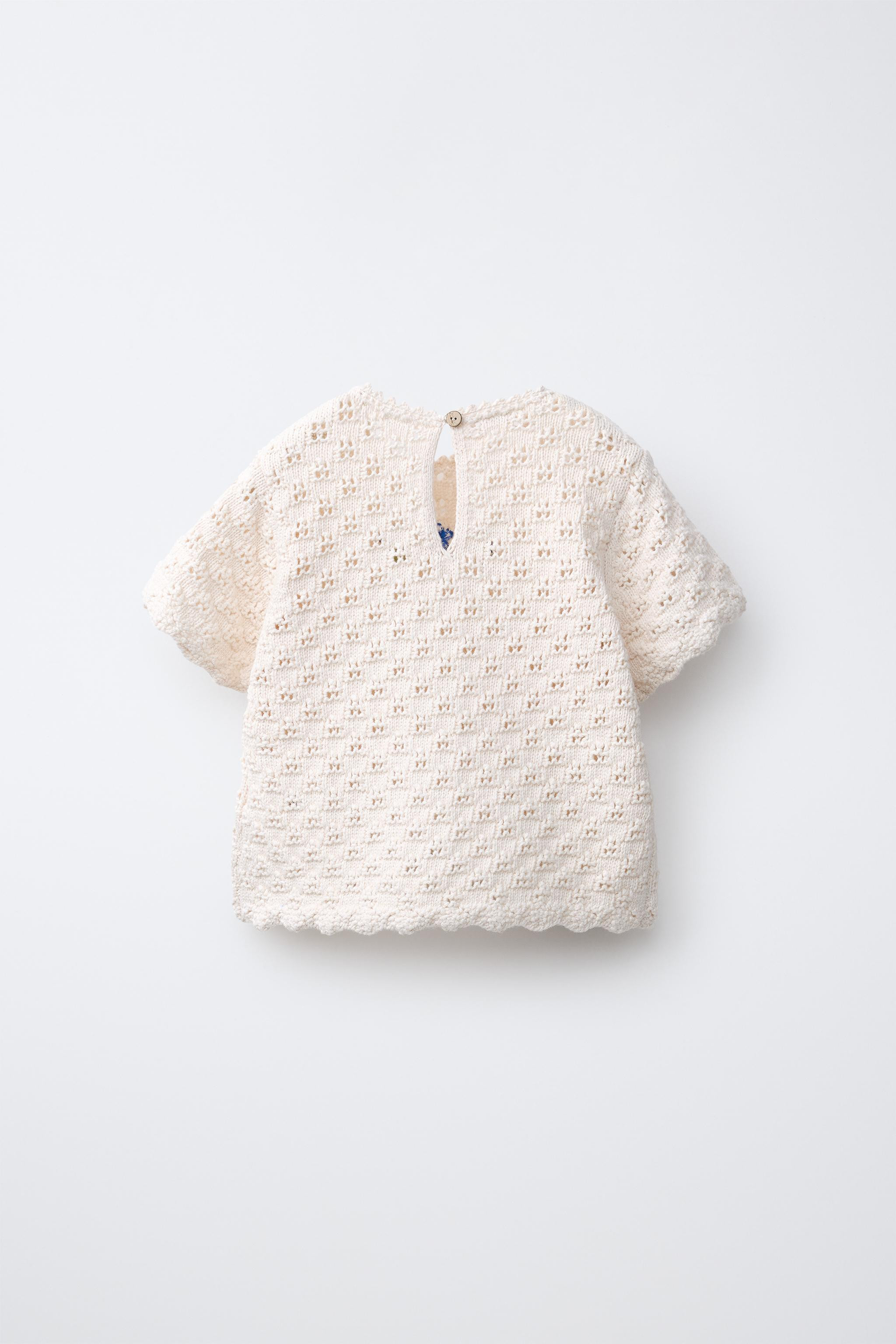 EMBROIDERED CROCHET KNIT TOP | Zara US