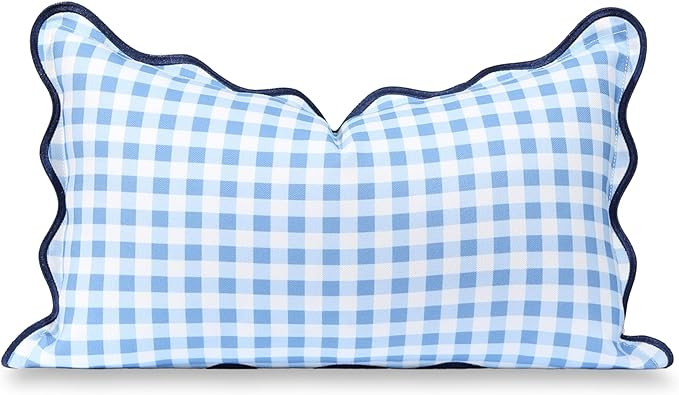 Hofdeco Premium Coastal Hampton Scalloped Patio Indoor Outdoor Lumbar Pillow Cover Only, 12"x20" ... | Amazon (US)