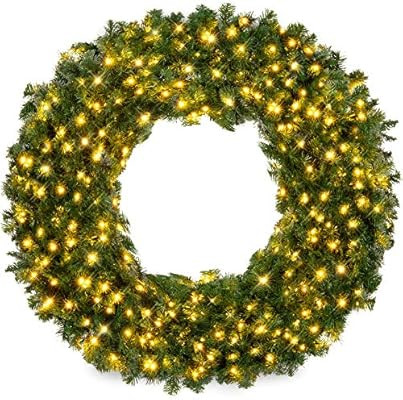Best Choice Products 48in Large Artificial Pre-Lit Fir Christmas Wreath Holiday Accent Decoration... | Amazon (US)