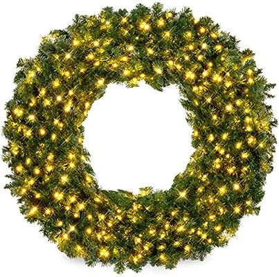 Best Choice Products 48in Large Artificial Pre-Lit Fir Christmas Wreath Holiday Accent Decoration... | Amazon (US)