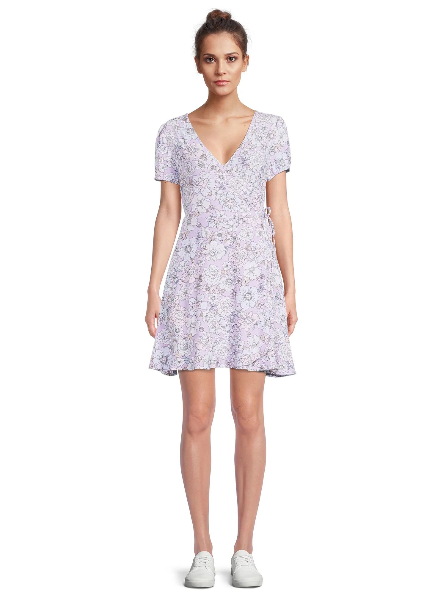 No Boundaries Juniors Faux Wrap Dress | Walmart (US)