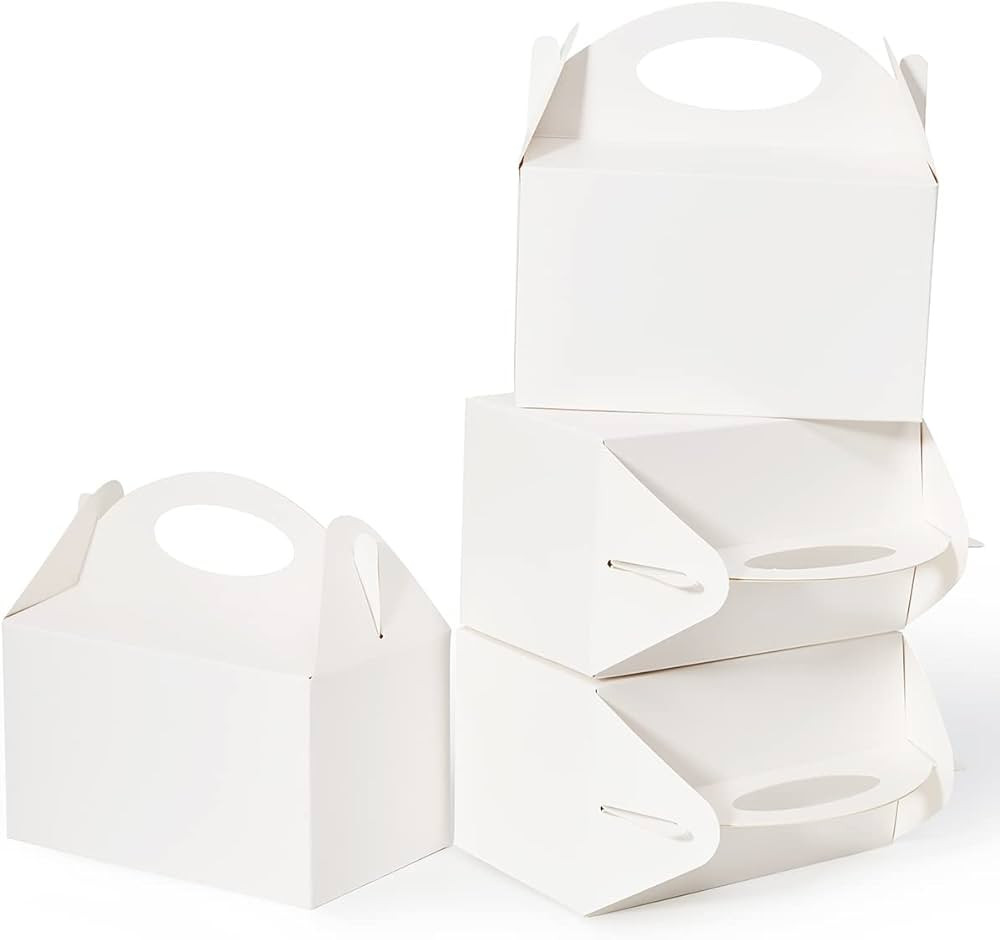 25 Pcs White Party Treat Boxes, Candy Cookies DIY Favor Bags Goodies Gable Box for Kids Birthday | Amazon (US)