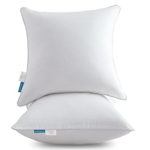 Oubonun 24x24 Square Pillow Inserts (Set of 2) - 100% Cotton Cover - Decorative Interior Sofa Pillow Pair - White | Amazon (US)