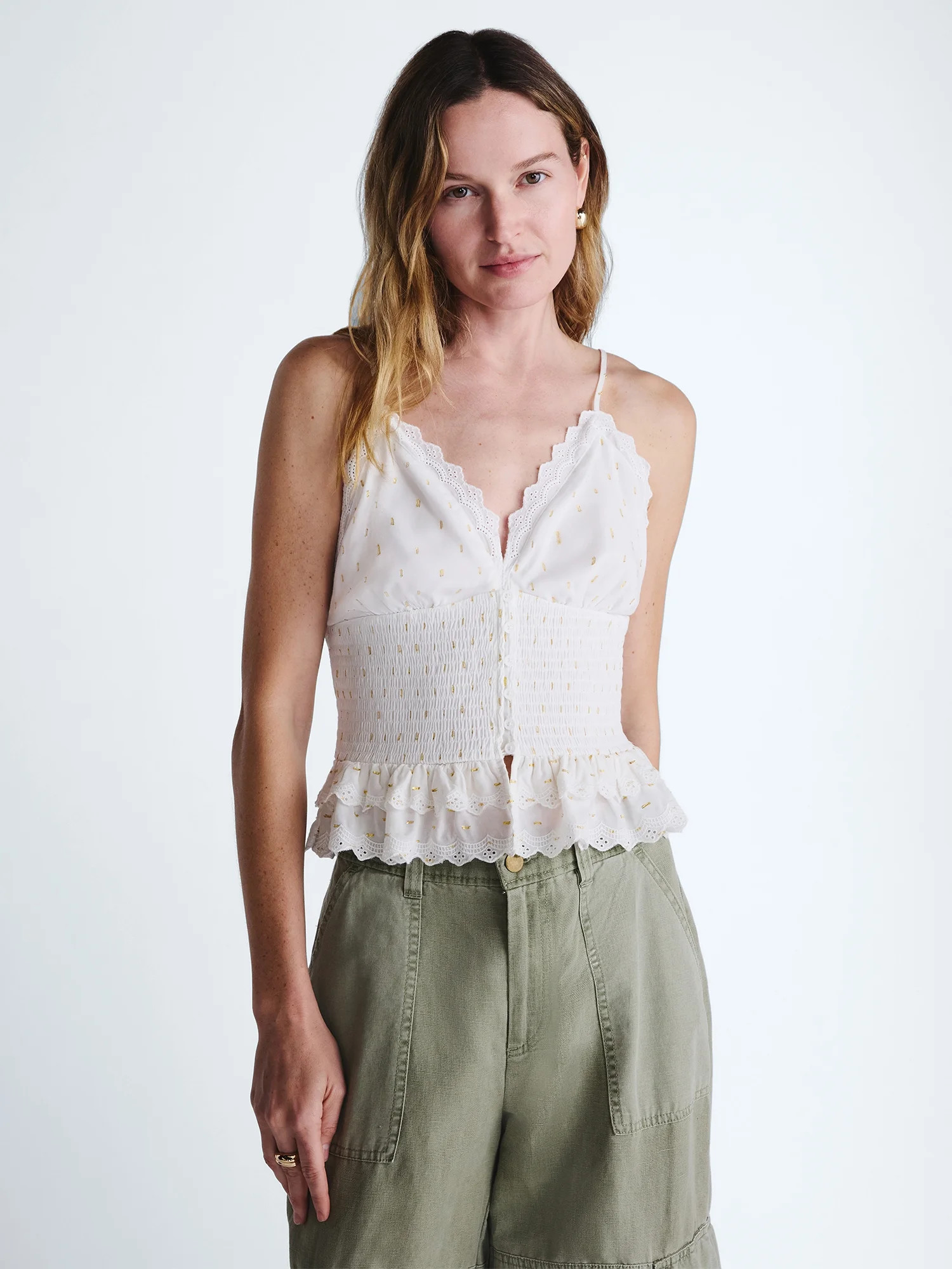 Scoop Women’s Smocked Eyelet Tank Top, Sizes XS-XXL - Walmart.com | Walmart (US)
