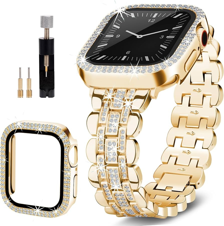 Bling Bands Compatible with Apple Watch Band 41mm for Women, Diamond Jewelry Replacement Metal Wr... | Amazon (US)