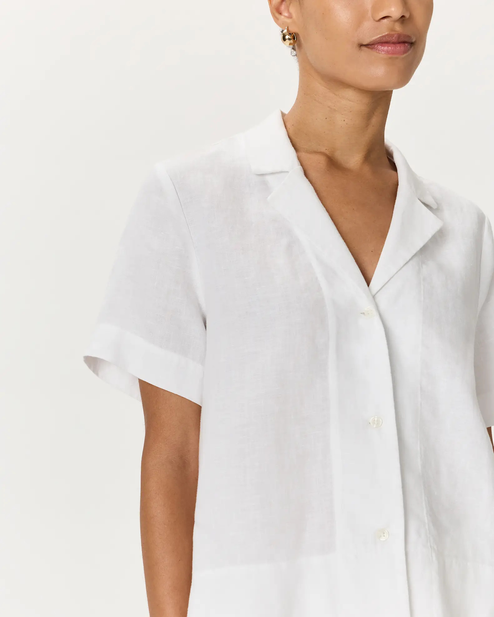 Women's 100% European Linen Short Sleeve Shirt in White | Quince