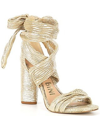 Gianni Bini Astraahh Glitter Metallic Ankle Wrap Sandals - 5.5 | Dillard's