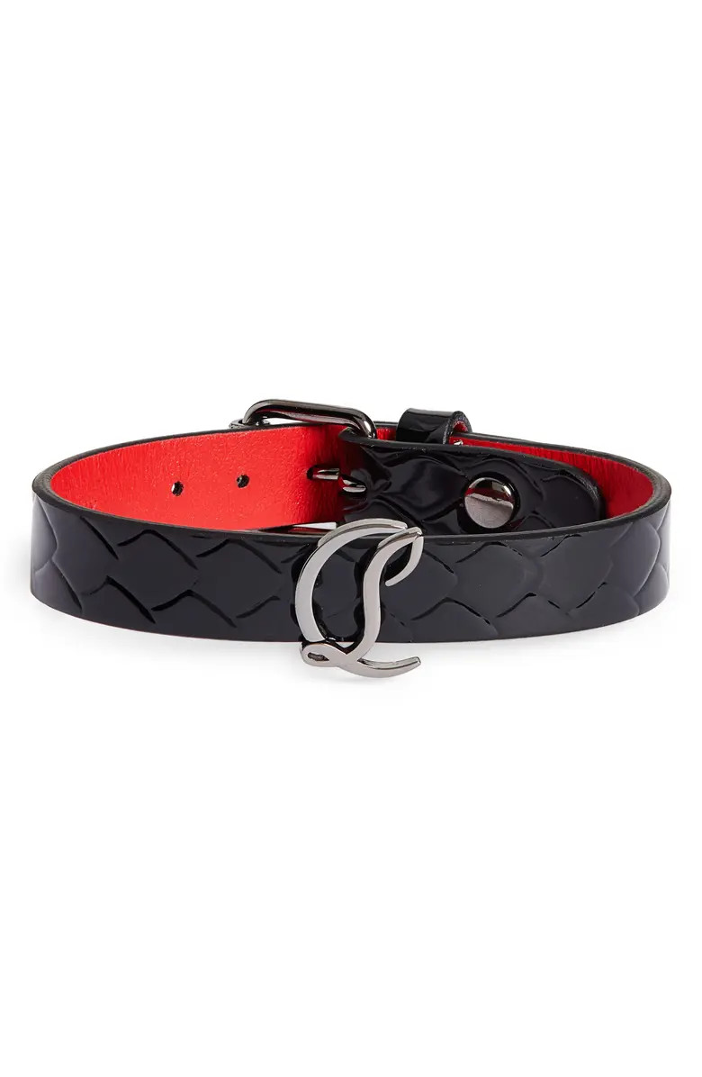 Christian Louboutin Logo Buckle Patent Leather Bracelet | Nordstrom | Nordstrom