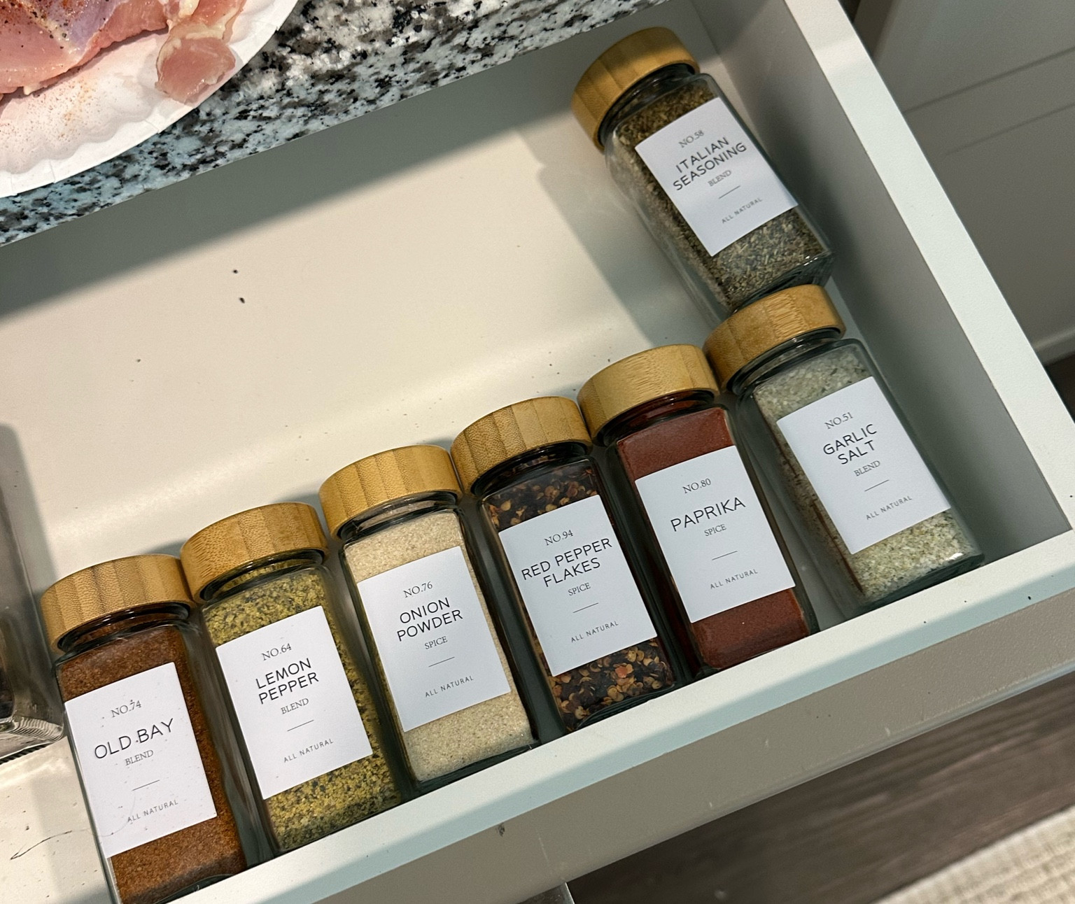 cutest spice jars from amazon. they come with so many more jars and labels but this is what we have set up at the moment!!!  #amazon #homefinds #kitchen

#LTKHome