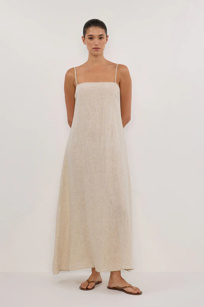 JEM NATURAL LINEN MAXI DRESS | DISSH
