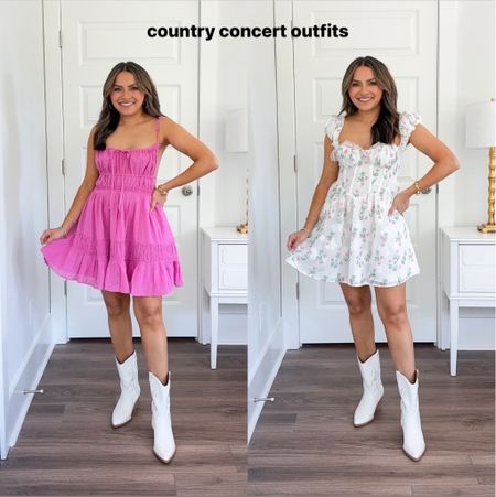 Pink mini dress size XS TTS 
White cowboy boots size 5.5 TTS 

White floral dress size XS TTS 
White cowboy boots size 5.5 TTS 

Robe size 1 TTS 


Country concert Outfit 
County Concert 
Summer outfits 
Spring outfits 
Cowboy boots 
Nashville 

Honey Sweet Petite 
HoneySweetpetite

#LTKstyletip #LTKparties #LTKFestival