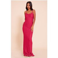 Petite Bright Pink Sequin Knitted Maxi Dress | PrettyLittleThing US