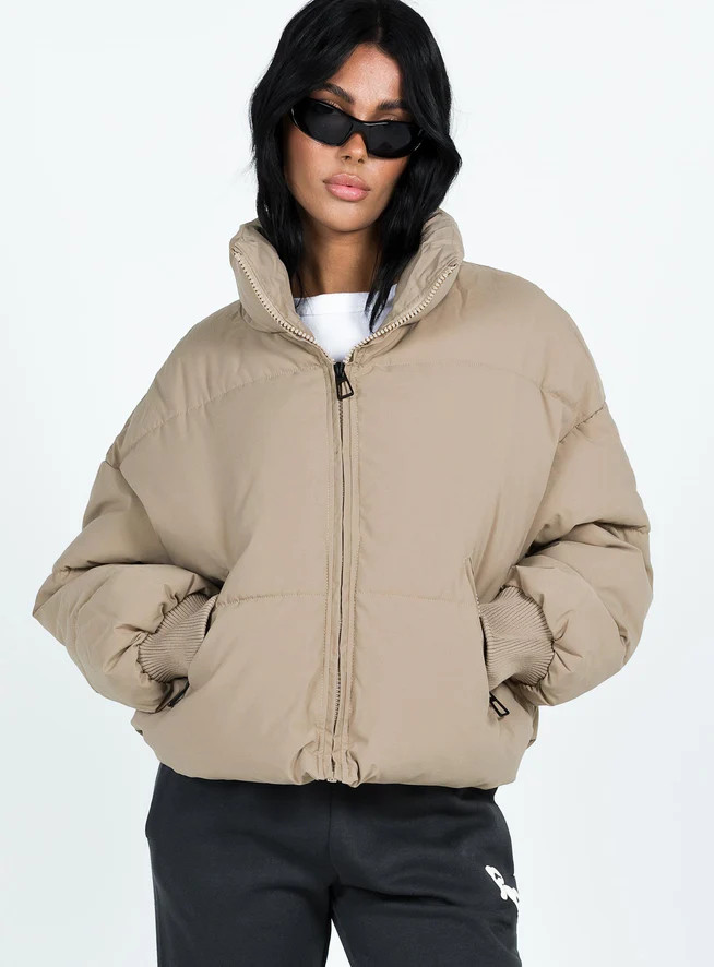 7th Avenue Puffer Jacket Beige | Princess Polly US