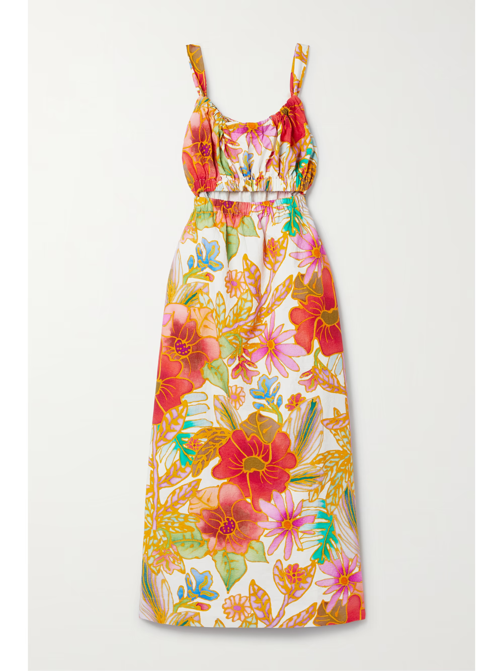 Bettina cutout floral-print organic cotton-jacquard midi dress | NET-A-PORTER (US)