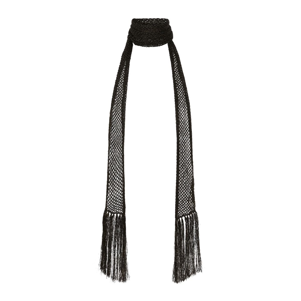 Black Metallic Fine Knit Scarf | Wolf & Badger (US)