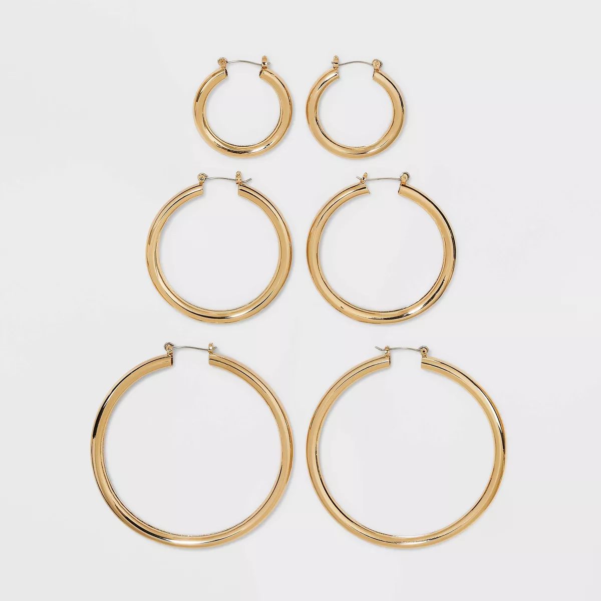 Graduated Tube Hoop Earring Set 3pc - Wild Fable™ Gold | Target