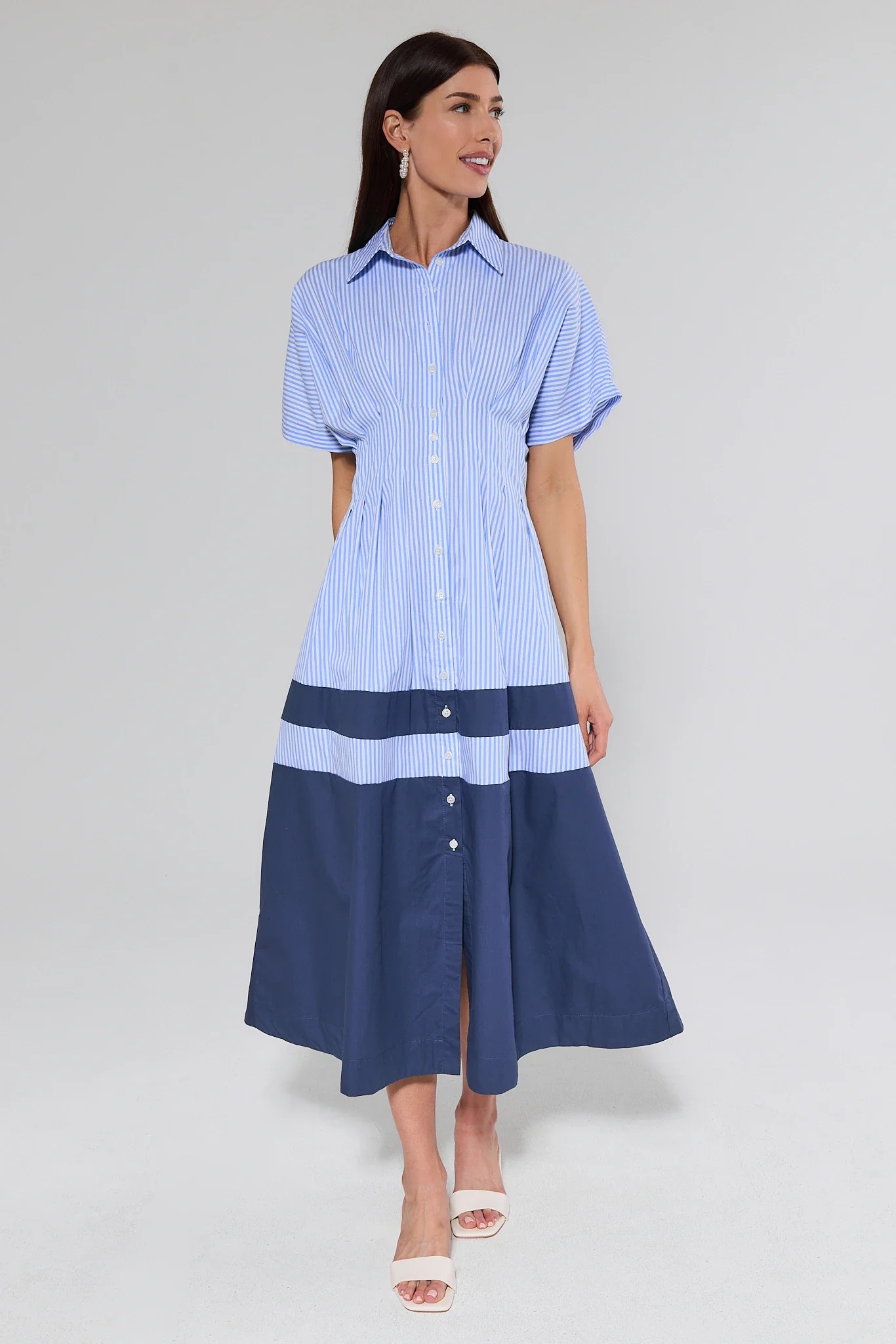 Diana Blue Striped Maxi Dress | Avara