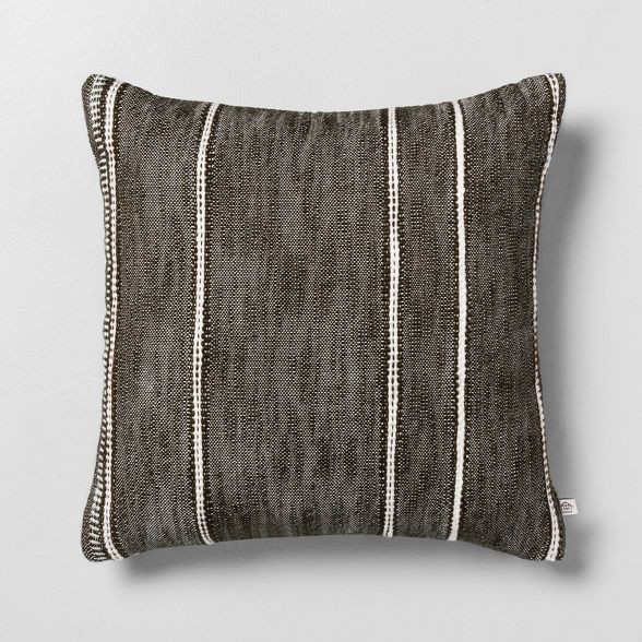 18" x 18" Stripe Pattern Throw Pillow Dark Green - Hearth & Hand™ with Magnolia | Target