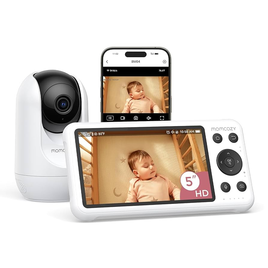 Momcozy Smart WiFi Baby Monitor with Camera and Audio, 5" 1080P Screen with Wall Mount, Motion & ... | Amazon (US)