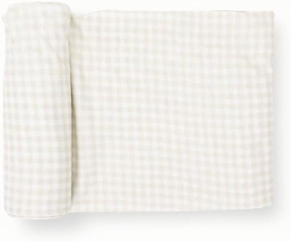 Little Unicorn Premium Stretch Knit Swaddle Blanket | Super Soft with Optimal Stretch & Breathability for swaddling (Tan Gingham) | Amazon (US)