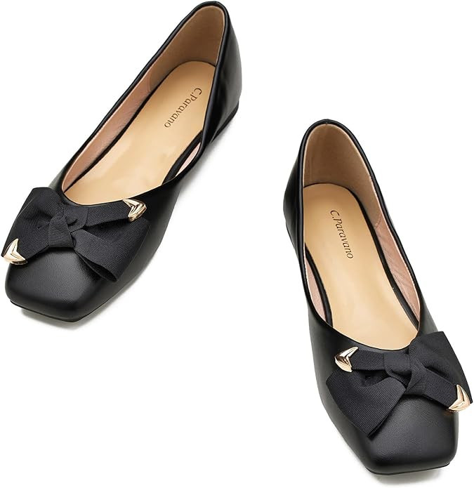 C.Paravano Women's Flats I Square Toe Shoes for Women I Flat Shoes I Womens Flat Leather Shoes I ... | Amazon (US)