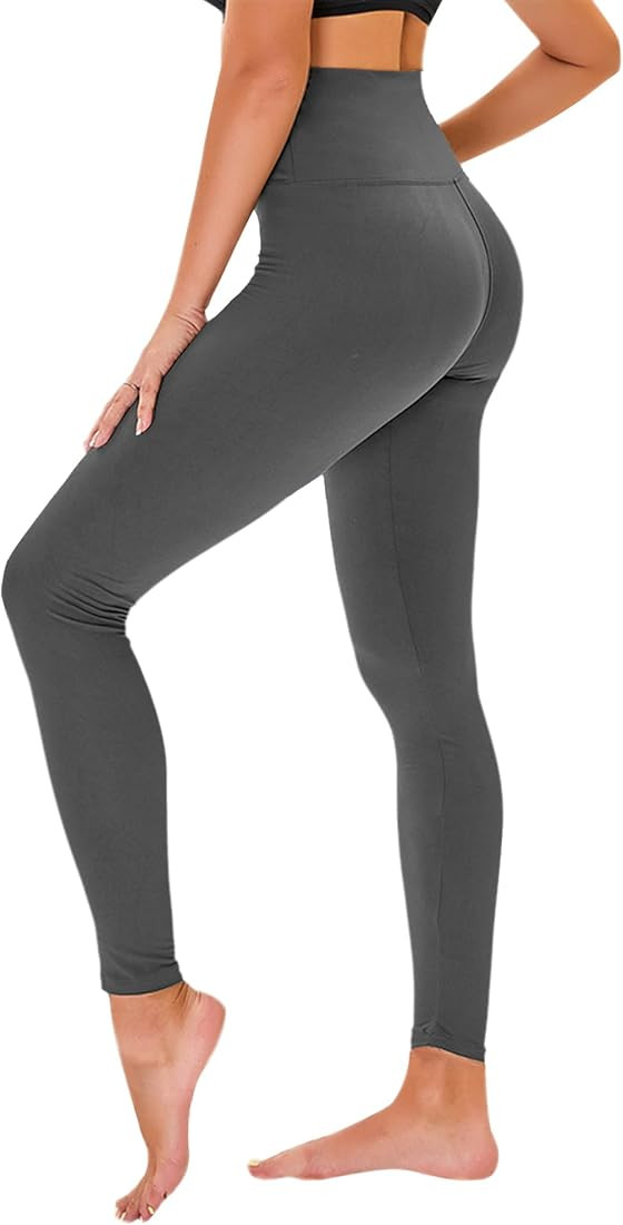 High Waisted Leggings for Women - No See Through Tummy Control Cycling Workout Yoga Pants with Po... | Amazon (US)