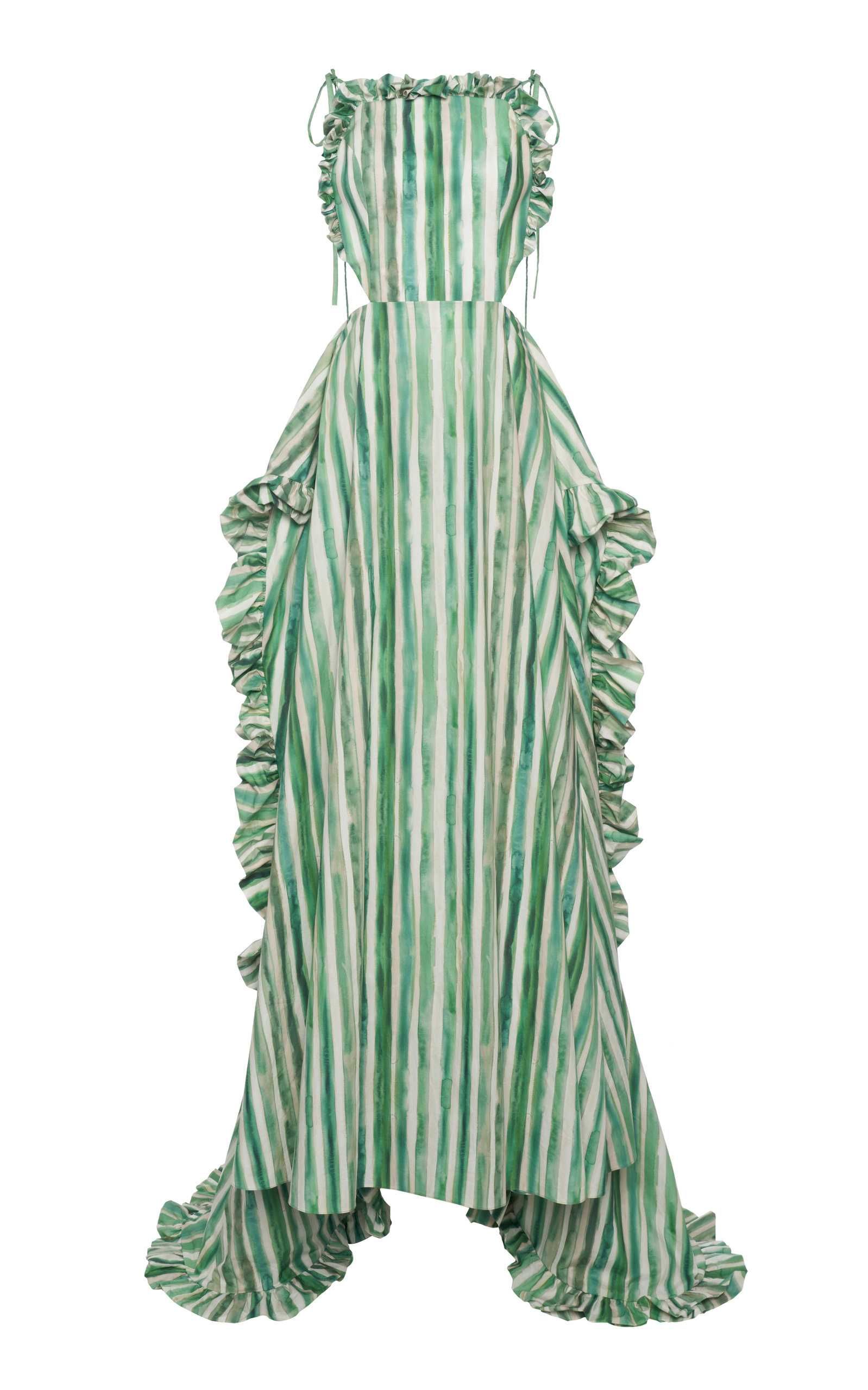 Flower Crown Striped Poplin Gown | Moda Operandi (Global)