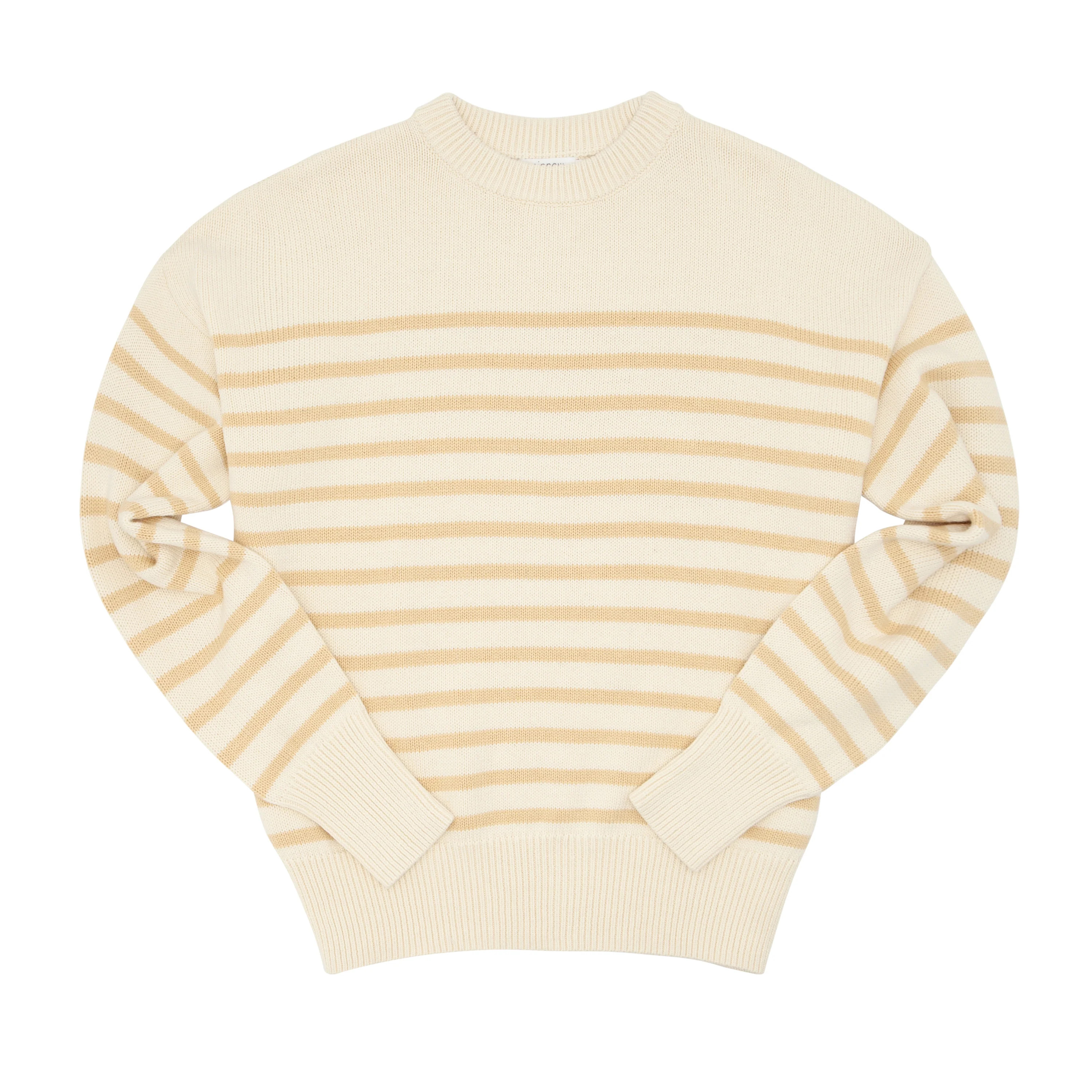 women's cream and tan stripe knit sweater | minnow swim | minnow