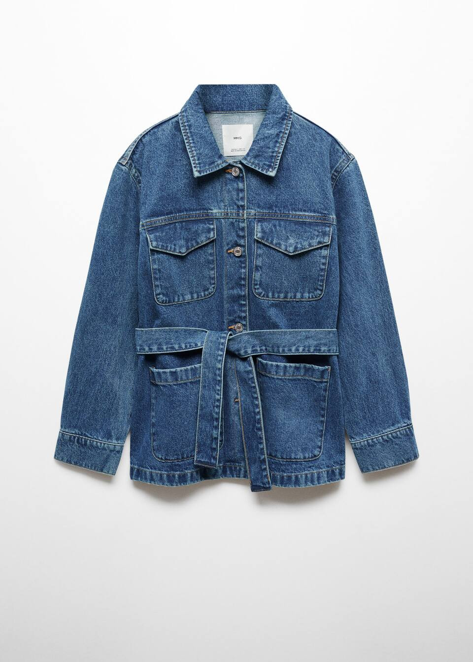 Denim jacket with belt -  Women | Mango USA | MANGO (US)