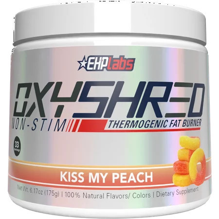 EHP LABS OxyShred Non Stimulant , Caffeine Free Pre-Workout Supplement for Men & Women with L Glutamine & Acetyl L Carnitine - Peach, 33 Servings | Walmart (US)