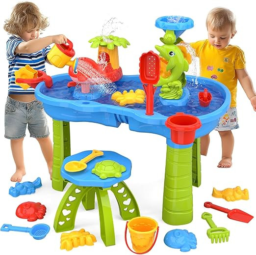 Sand Water Table for Toddlers 1-3 3-5 Years Old, 33 PCS Outdoor Kids Water Sensory Table, Water T... | Amazon (US)