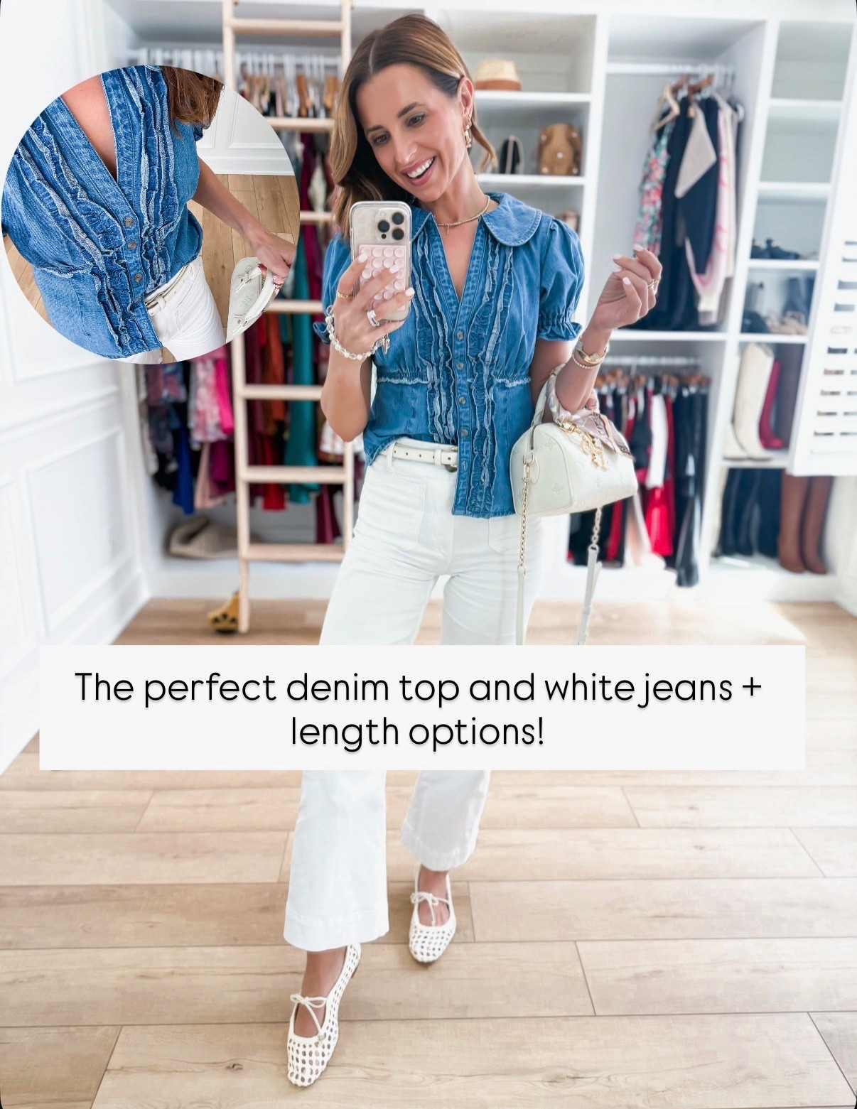 My spring #ootd here! Elevated casual outfit. Mom outfit. Anthropologie denim shirt in XXS - could have done petite but I grabbed this in store and they only had regular. Anthropologie white crop denim jeans in 24 regular - I did regular length since it’s a crop style! Woven flats are TTS. XS in cream belt. Spring style. Summer outfit. 


#LTKgrwm #LTKootd #LTKPetite