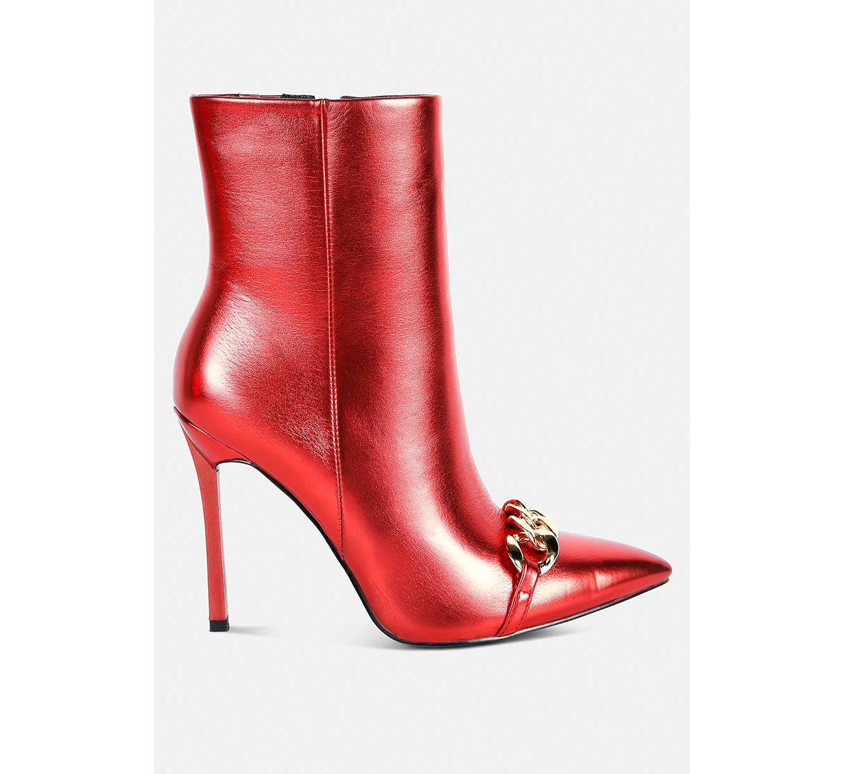Firefly Metallic Chain Embellished Stiletto Ankle Boots - Red | Macy's