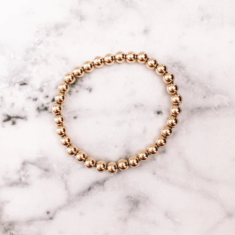 5mm Plain 14k Gold beaded bracelet | Etsy | Etsy (US)