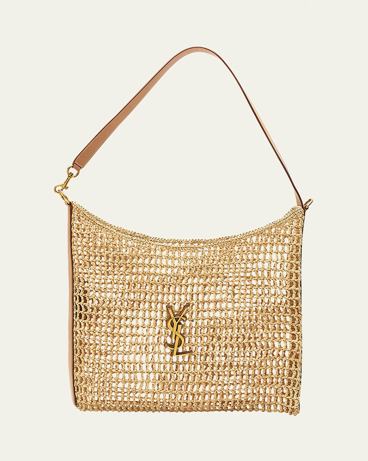 Oxalis YSL Monogram Shoulder Bag in Raffia with Bronze Hardware | Bergdorf Goodman