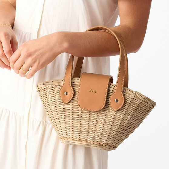 Juliette Wicker and Leather Mini Tote | Mark and Graham