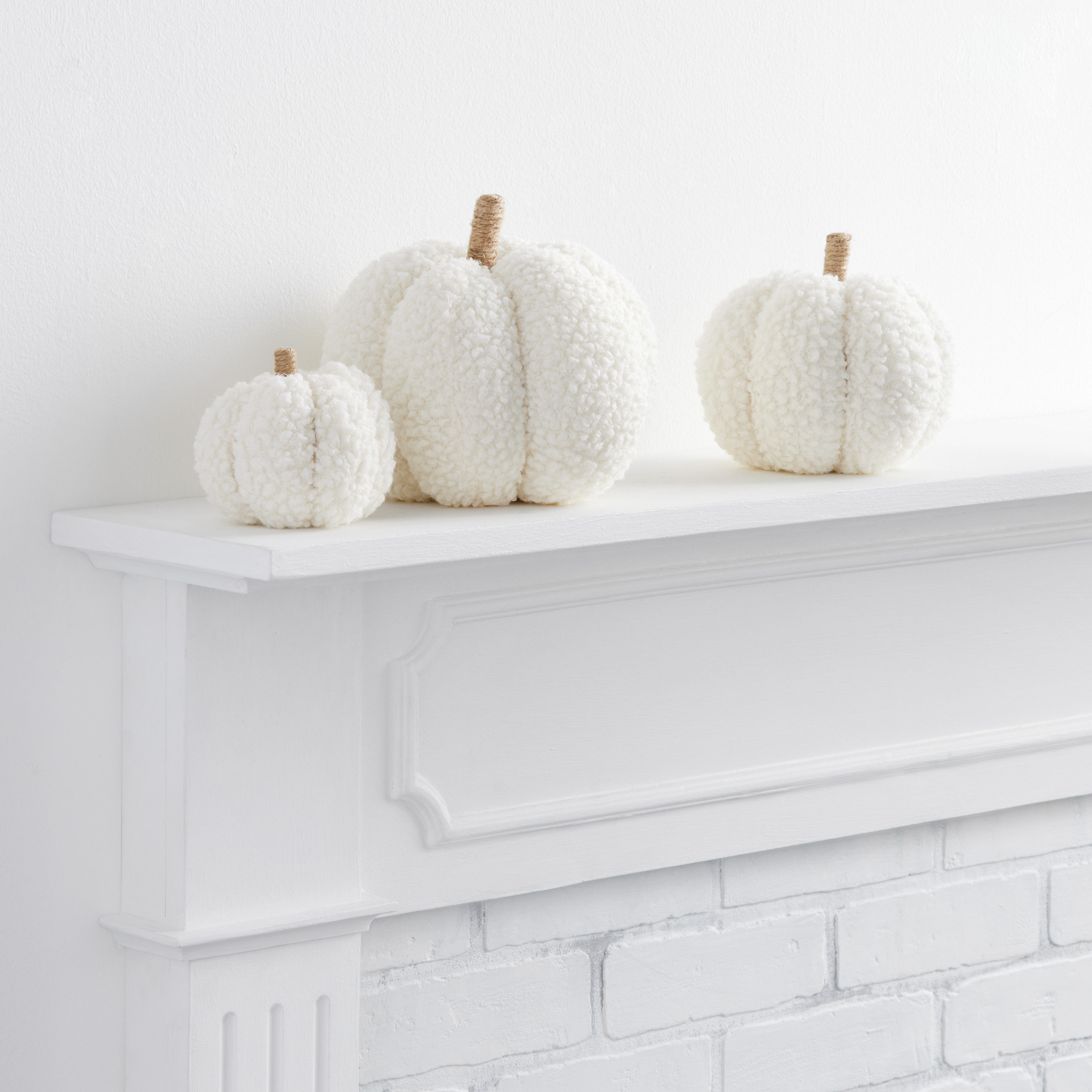 White Boucle Fabric Pumpkin Décor | World Market