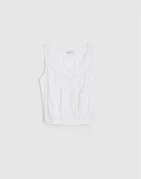 Lace-Insert Pintuck Sleeveless Top | Madewell