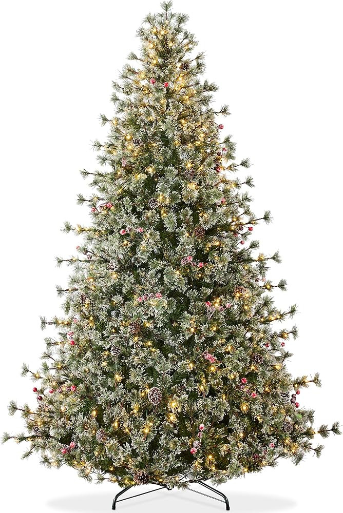 Best Choice Products 9ft Pre-Lit Cashmere Christmas Tree, Premium Semi-Flocked Artificial Holiday... | Amazon (US)