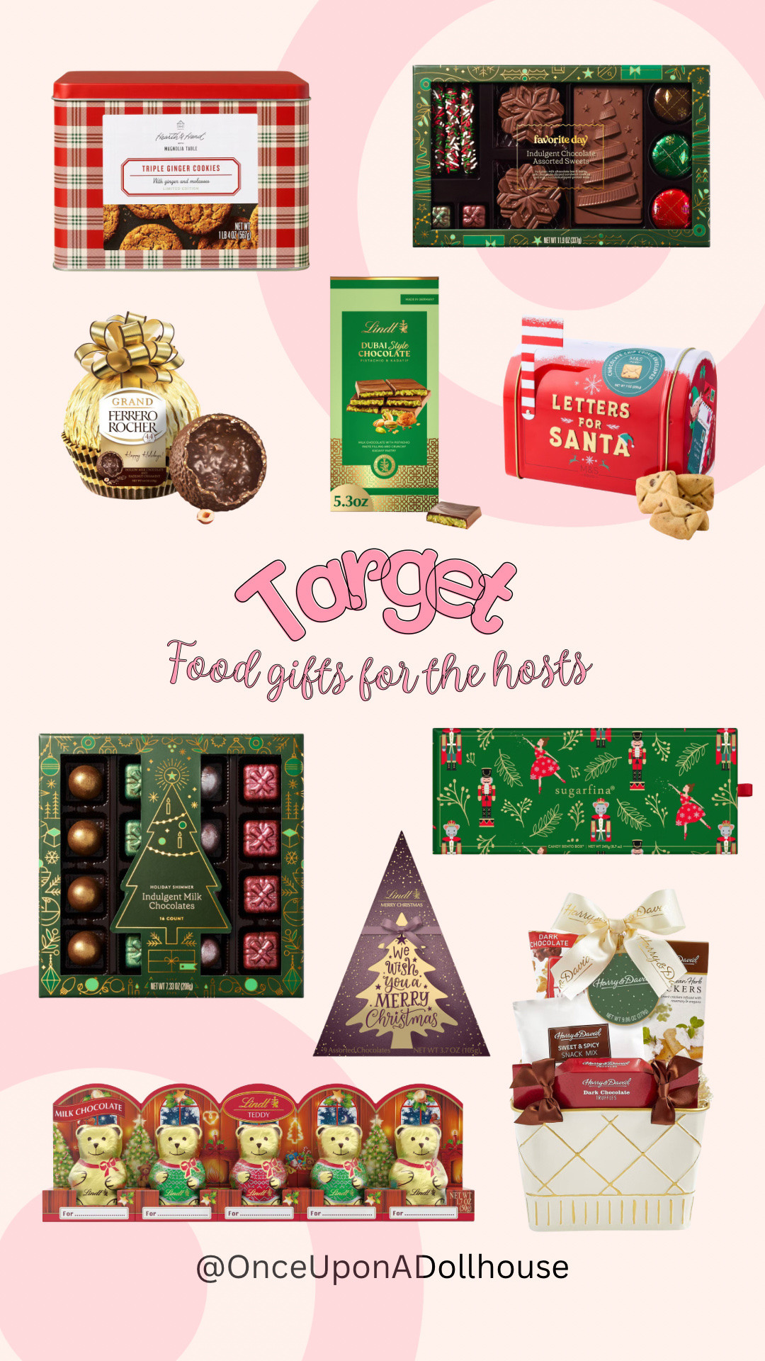 Target Food gifts for the hosts! 

Chocolate cookies and bar, candy, milk chocolate, sweets, gift basket 

#LTKGiftGuide #LTKHome #LTKHoliday