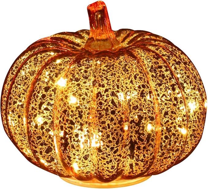 Romingo Mercury Glass Pumpkin Light with Timer for Halloween Pumpkin Decorations Fall and Thanksg... | Amazon (US)