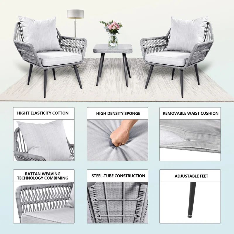 Guto Polyethylene (PE) Wicker 2 - Person Seating Group with Cushions | Wayfair North America