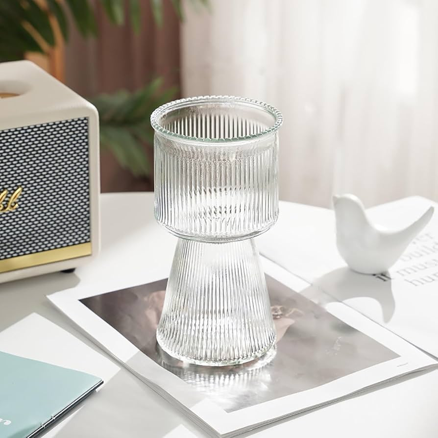 Ribbed Glass Vase, Clear Glass Vase, Flower Vase for Centerpieces, Tall Vase, Large Glass Vase, M... | Amazon (US)