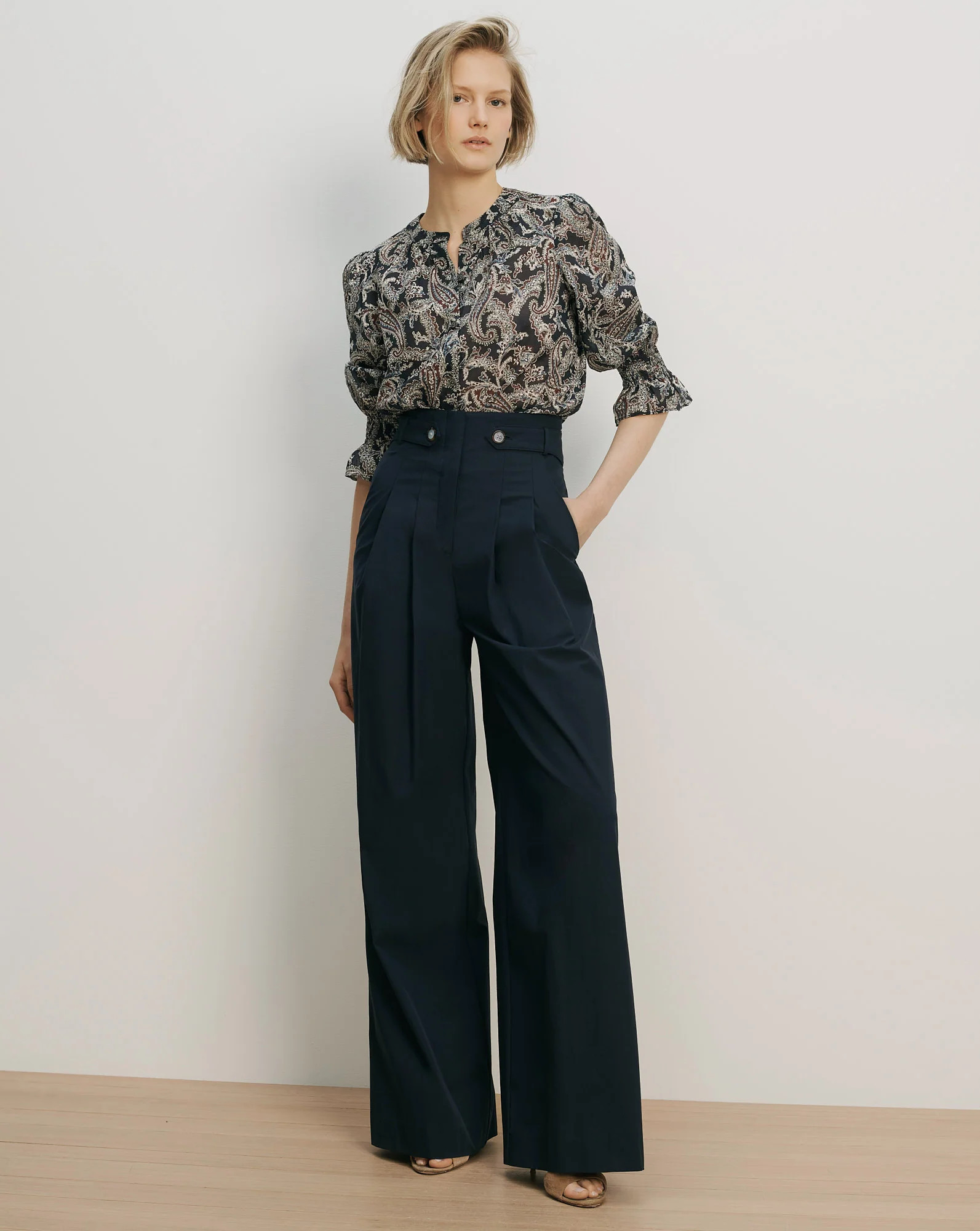 Allman Wide-Leg Pant in Navy | Veronica Beard | Veronica Beard