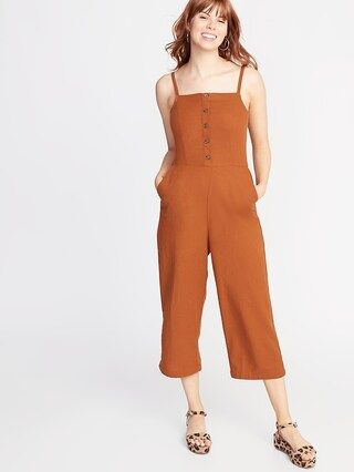 Button-Front Linen-Blend Cami Jumpsuit for Women | Old Navy US