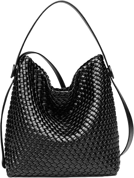 Large Woven Tote Bag Vegan Leather Shoulder Bag for Women Fashion Travel Shopper Bag Top Handle H... | Amazon (US)